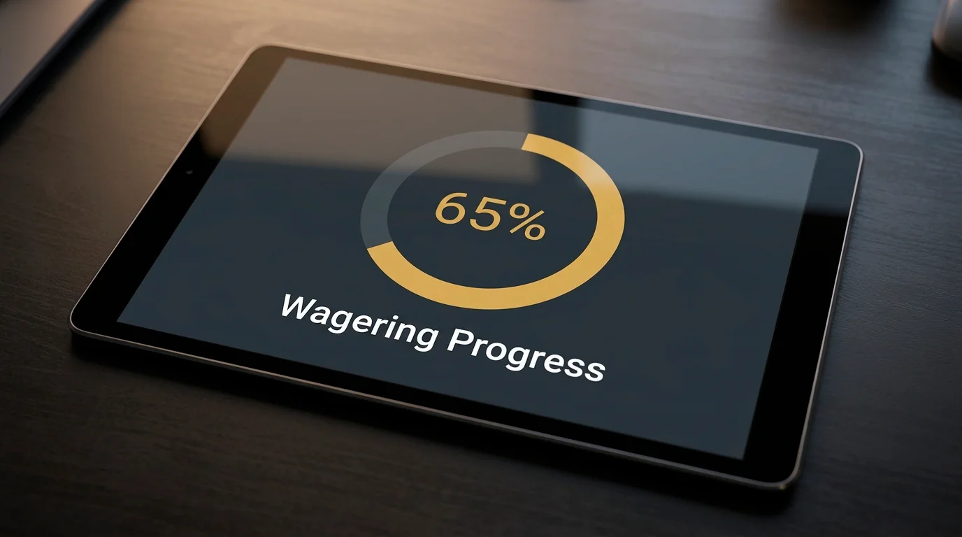Bonus wagering progress tracker showing completion percentage and remaining turnover