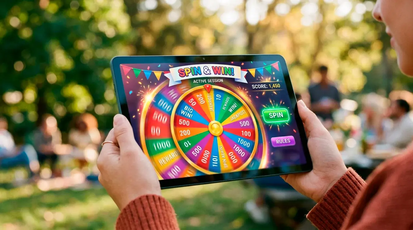 Bonus wheel spin mechanic showing promotion participation process