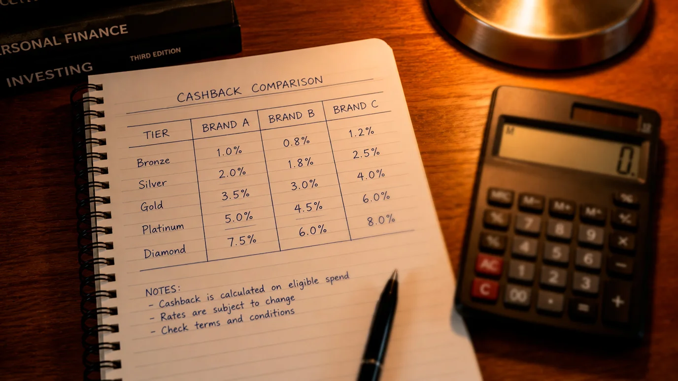 Cashback percentage breakdown across different VIP levels