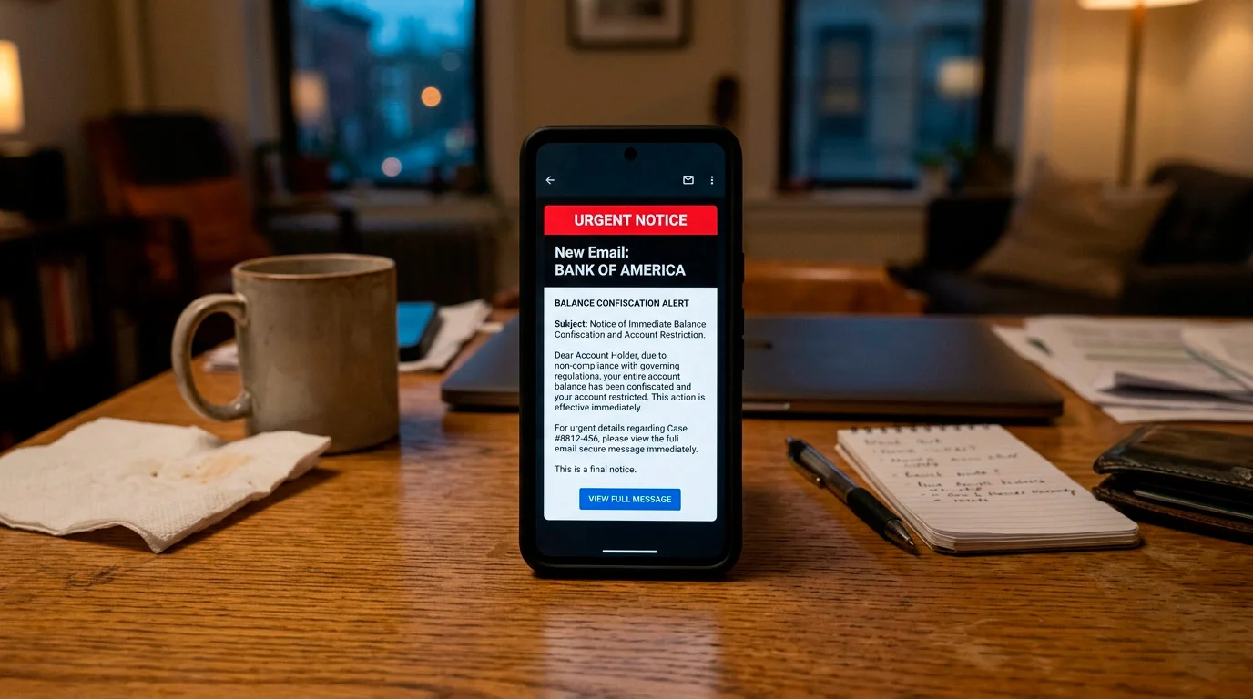 Balance confiscation notification email from casino operator