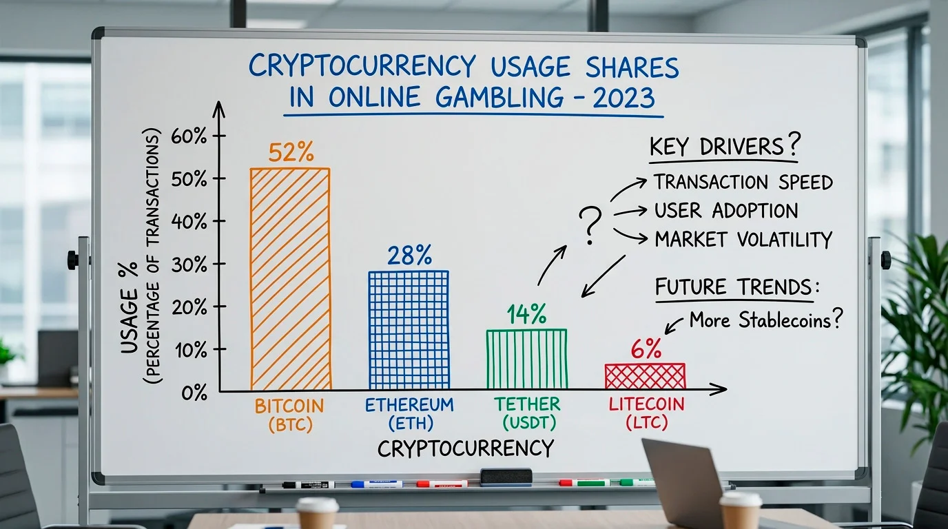 Crypto coin market share visual showing distribution across gambling platforms