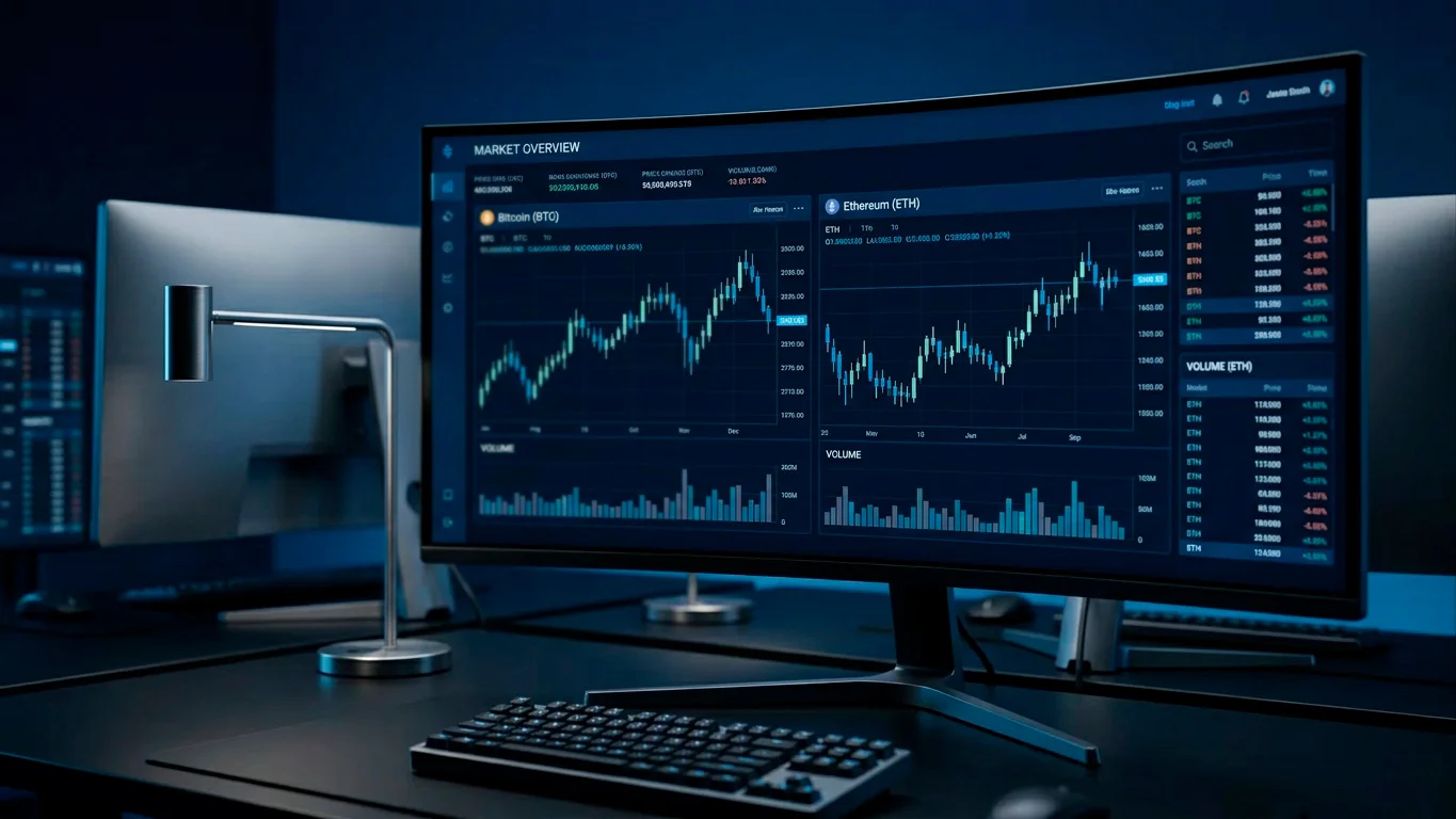 Cryptocurrency market capitalisation trading screen with gambling tokens