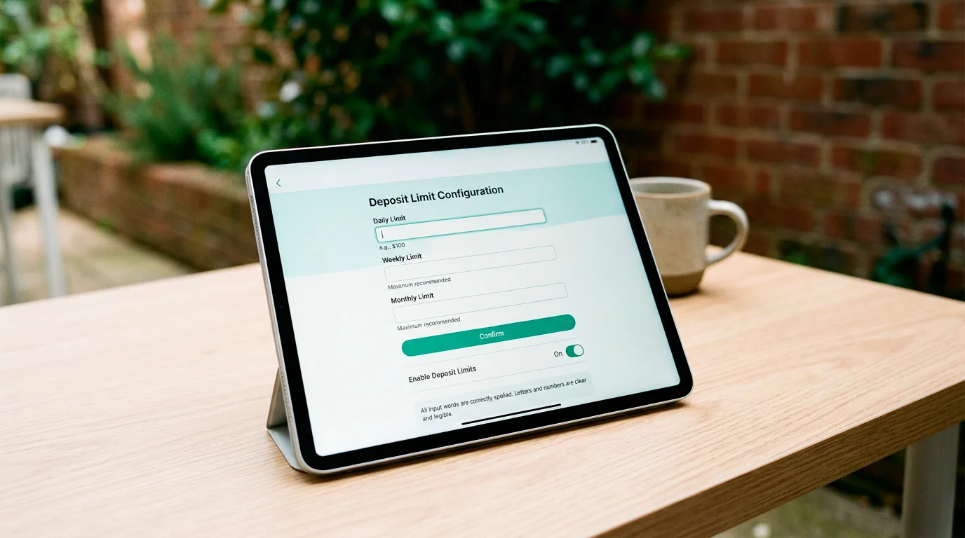 Deposit limit setting interface showing daily weekly and monthly options
