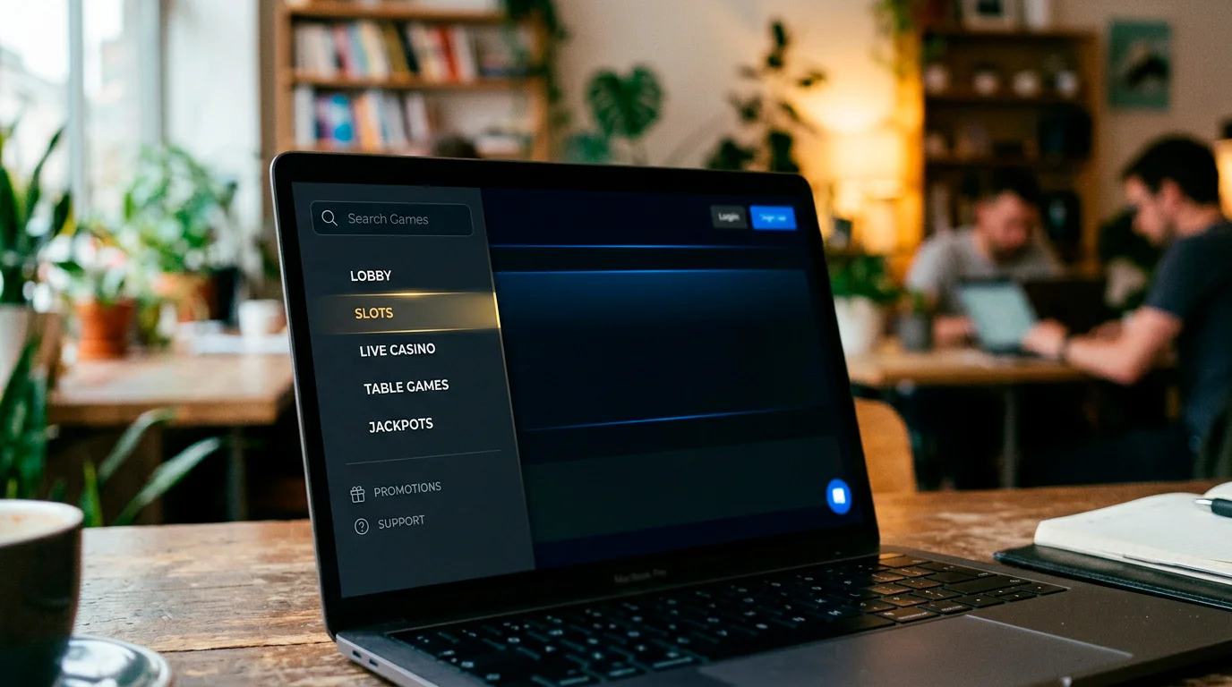 Desktop casino navigation menu showing game category layout