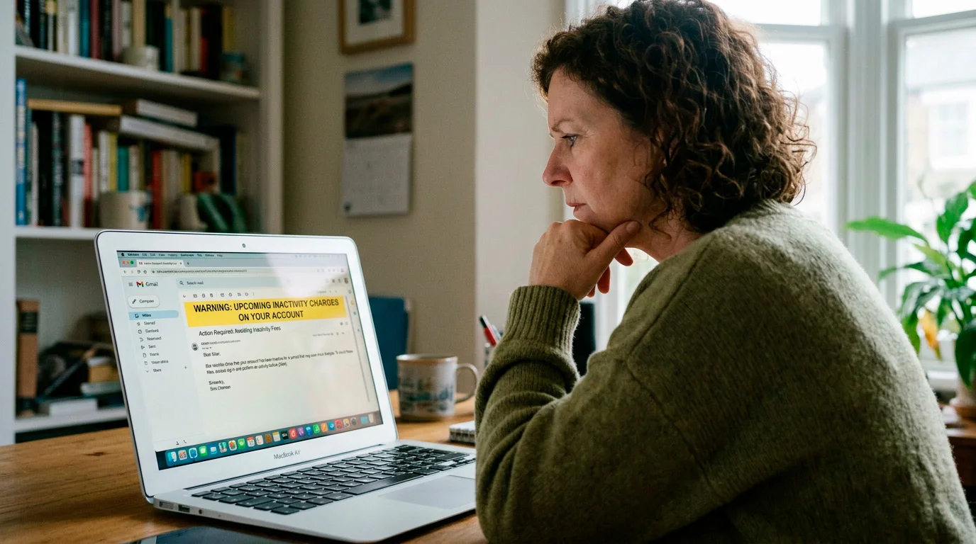 Dormant account warning notice showing inactivity policy alert