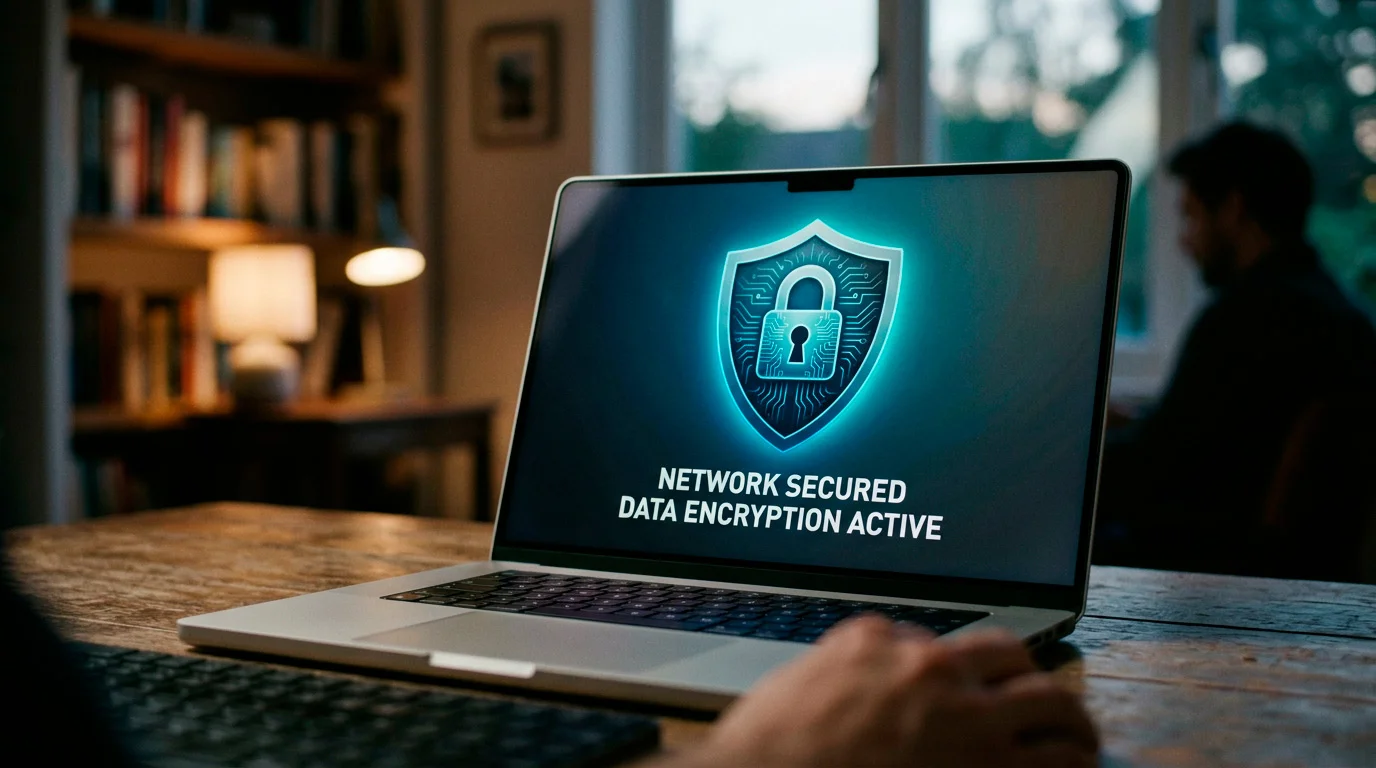 Encryption security lock on computer screen for player data protection
