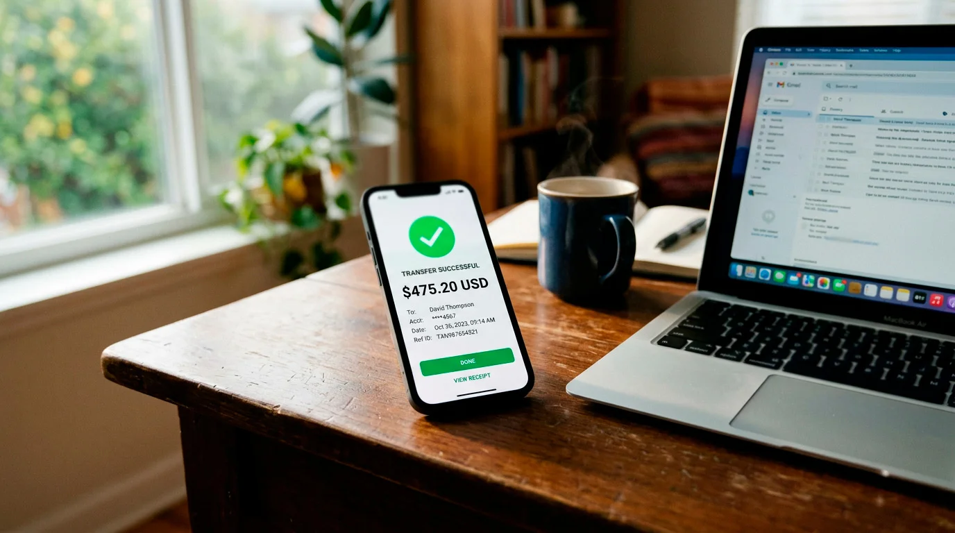 E-wallet transfer confirmation showing successful casino deposit