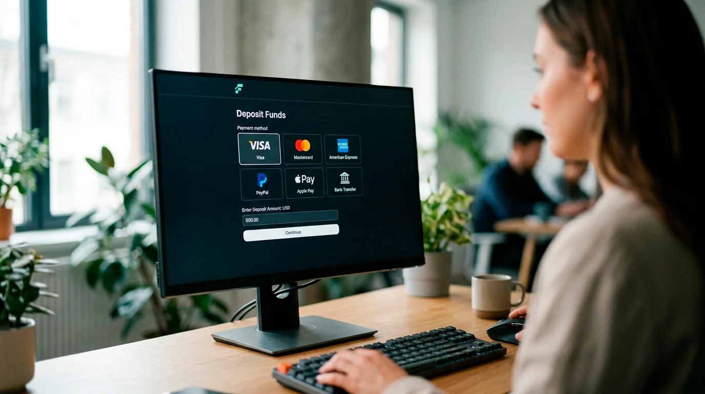 Payment method selection grid showing all available deposit options