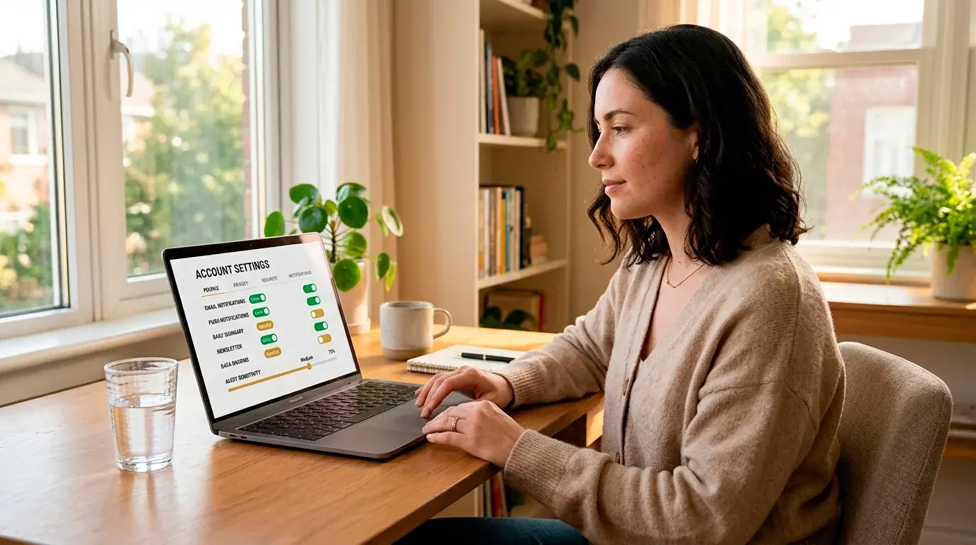 Person setting deposit limits on a casino platform using a laptop