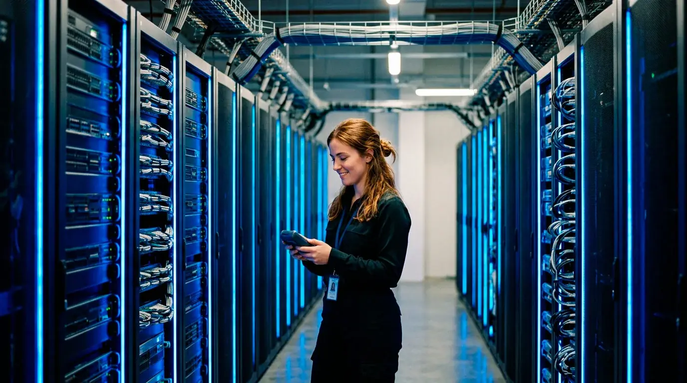 Server rack representing data protection and encryption technology