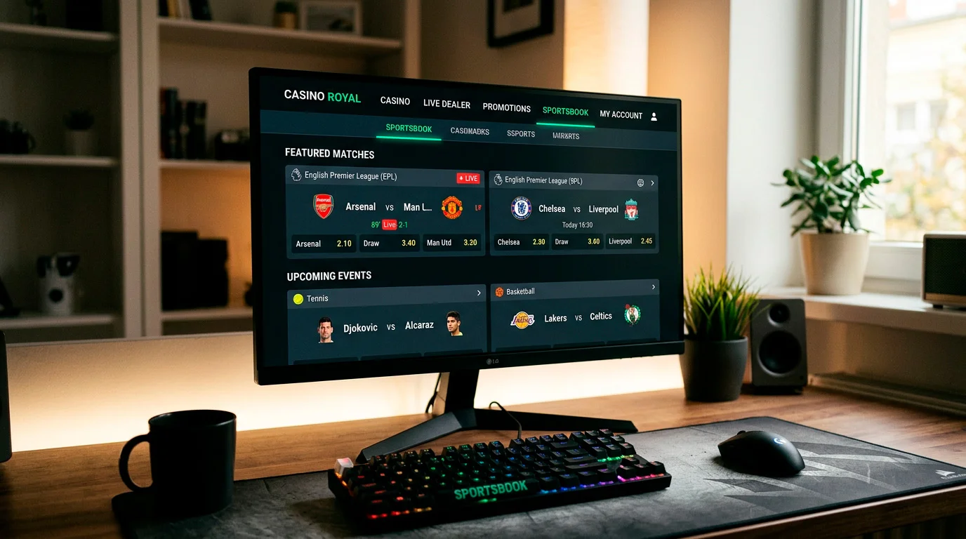 Sportsbook section navigation within casino platform interface
