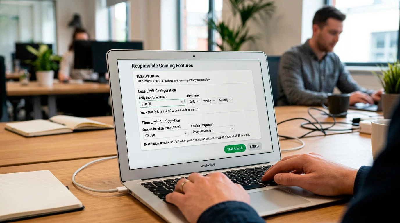 Stop-loss limit setting on casino platform showing session management
