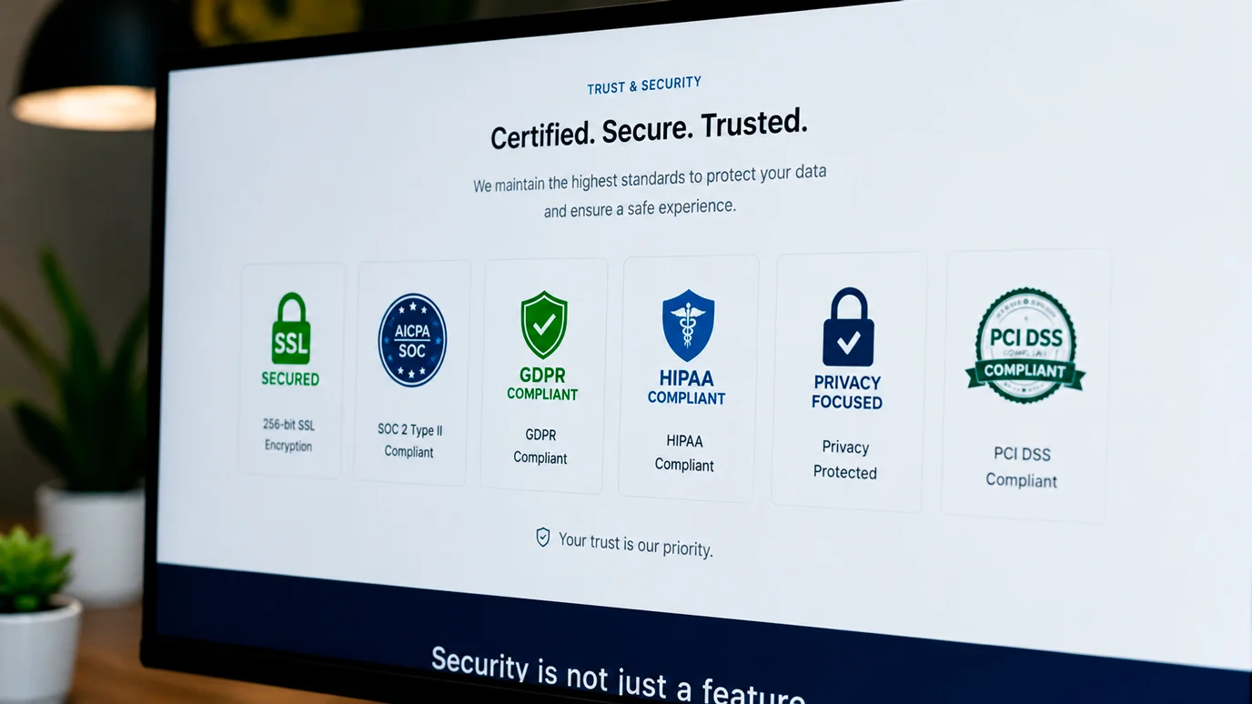 Trust certification badges and safety verification icons for online casino
