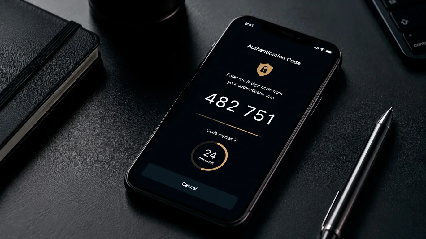 Two-factor authentication code on smartphone for account security