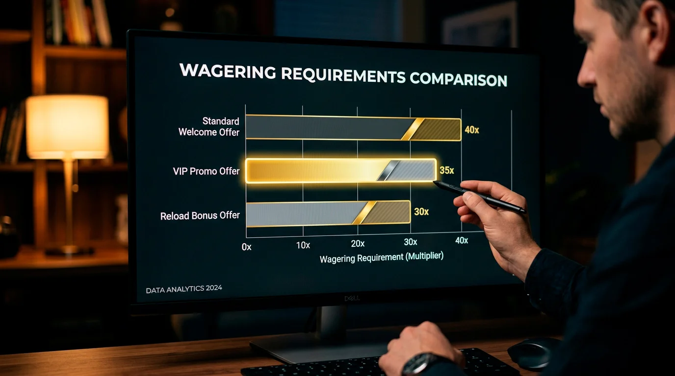 Wagering requirements comparison between Rollino and industry average benchmarks