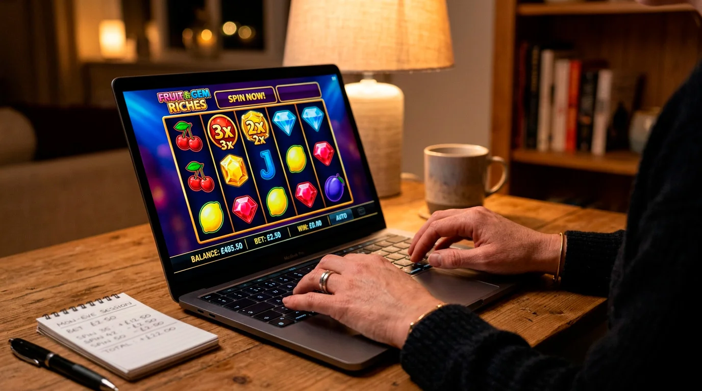 Online slot machine reels spinning during bonus wagering session